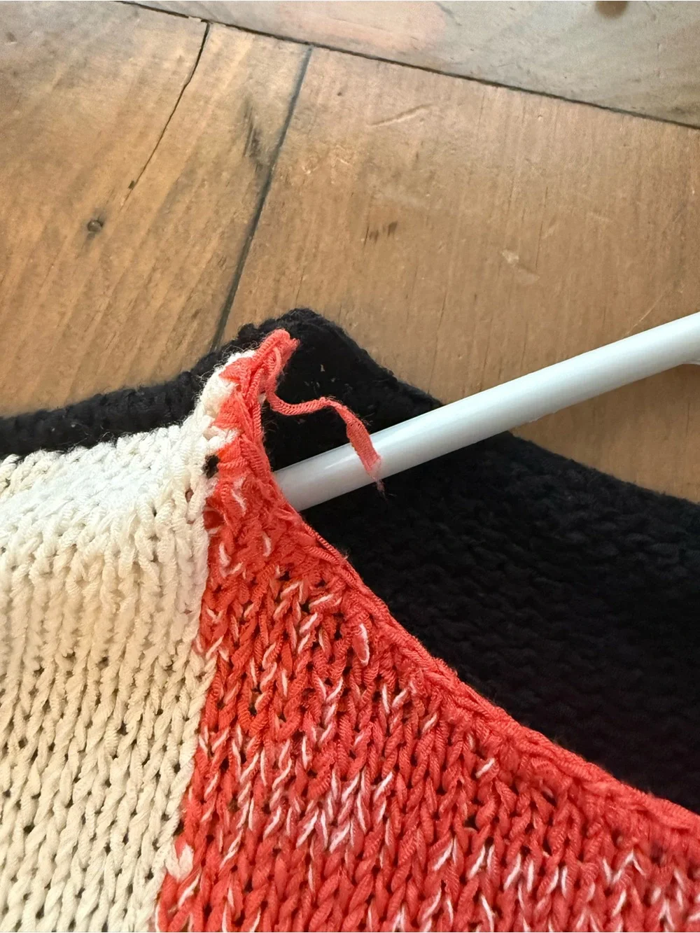 JM Collection Colorblock Red, Black, Cream & Tan Knit Scoop Neck Sweater